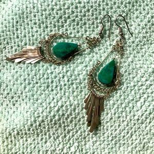 *Bundle to get $7 deal!* Azurite malachite and silver artisan earrings